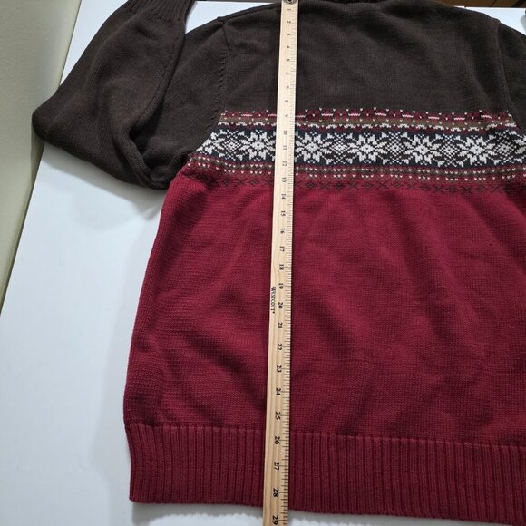 Eddie Bauer Sweater Mens L Tall Multi Fair Isle LS 1/4 Zip Mock Cotton Cottage - Picture 7 of 14